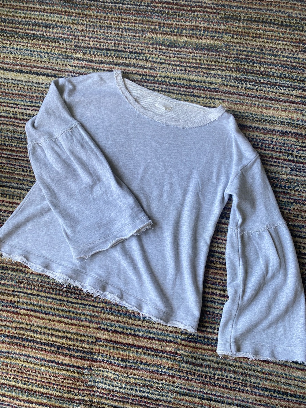 Caslon Light Gray Lightweight Sweatshirt with Bell Sleeves